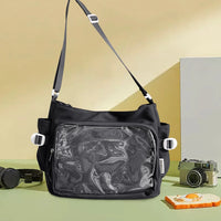 Women Ita Bag Fashion Shoulder Bag with Clear Window Simple Tote Bag Adjustable Strap Stylish Crossbody Bag Trendy Outdoor Bag