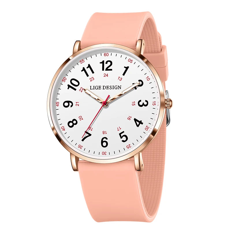 LIGE Luxury Silicone Strap Women's Wristwatch Digital Elegant Ladies Watches Fashion Simple Waterproof Quartz Watches for Woman