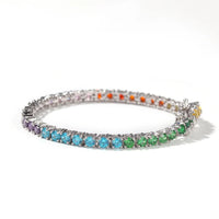Pure Silver Rainbow Tennis Bracelet Pave 3.5MM Bling Rainbow Zircon 18K Gold Plated Beautiful Real 925 Fashion Exquisite Jewelry