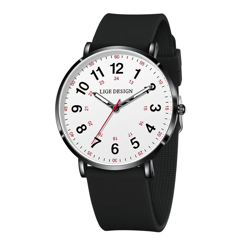 LIGE Luxury Silicone Strap Women's Wristwatch Digital Elegant Ladies Watches Fashion Simple Waterproof Quartz Watches for Woman