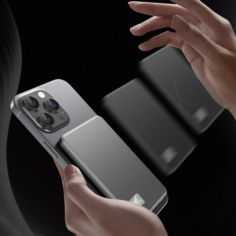Lenovo Ultra-thin 500000mAh Mobile Power Bank For MagSafe Magnetic Wireless Fast Charge Portable LED Display For iPhone Xiaomi