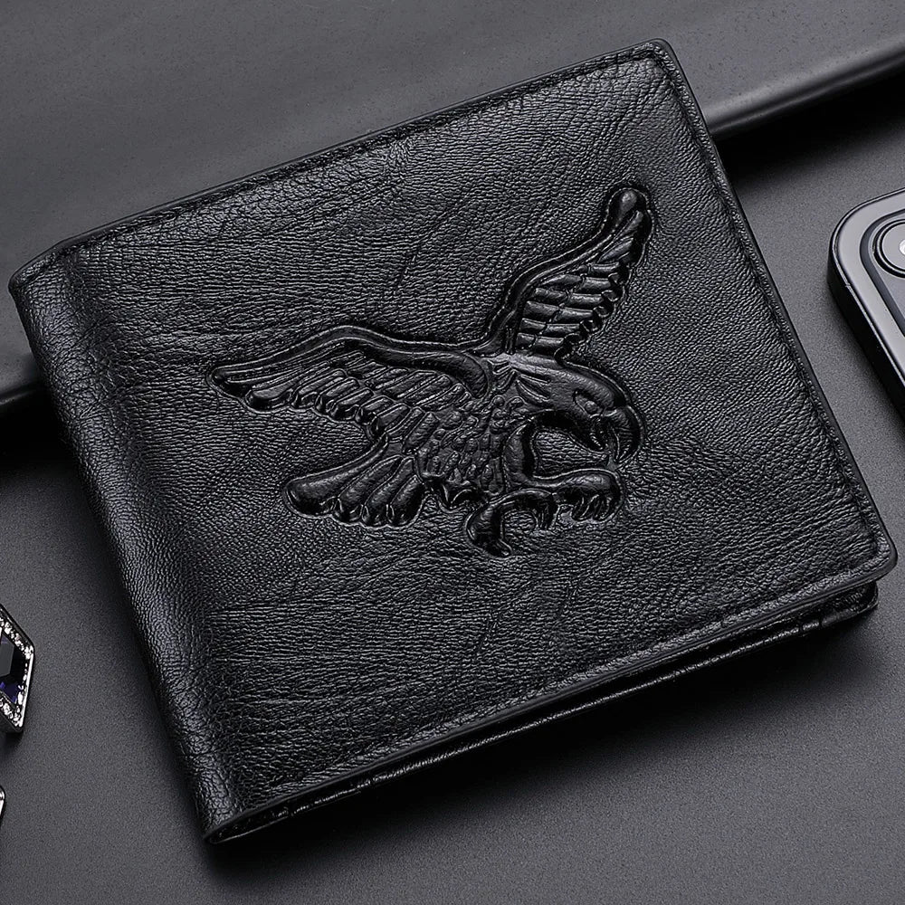 Men's Wallet PU Leather 3D Embossed Eagle Pattern with Multiple Card Slots Credit Card Holder with Coin Pocket
