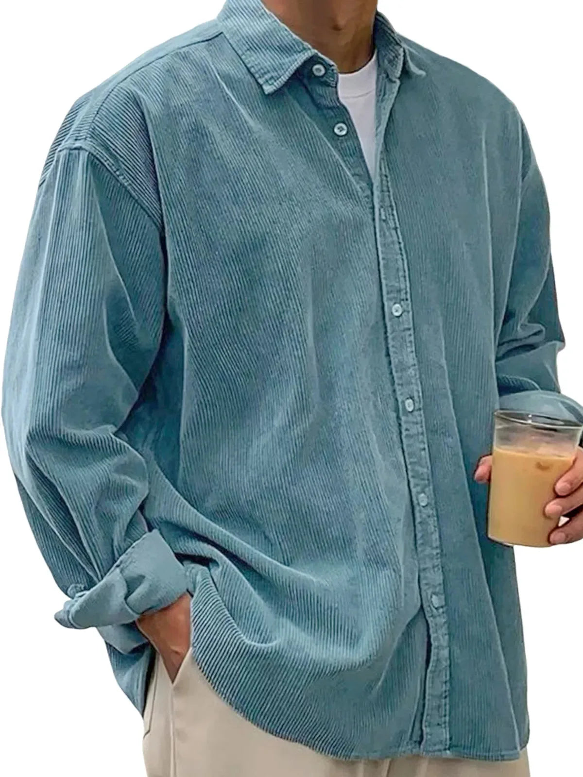New Corduroy Shirt For Men Long-sleeved Trendy Casual Loose-fitting Thick Shirt/JacketFor Men, Suitable for Autumn and Winter