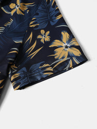 2-Piece Printed Men's Summer Short-Sleeved Button-Down Shirt and Shorts Set