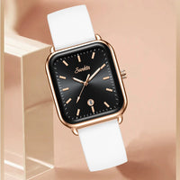 Sunkta Fashion Elegant Woman Watch Luxury Retro Calendar Silicone Belt Casual Sport Waterproof Simple Quartz Watches Ladies Gift