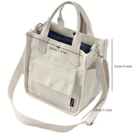 Small Canvas Tote Bag with Pockets Crossbody Bags for Women Cute Shoulder Purse Handbags Lunch Bag for Office Work