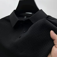 Summer New Men's Lop-up Hollow Short-sleeved Polo Shirt Ice Silk Brand Clothes Breathable Business Fashion T-Shirt Male Upto 6XL