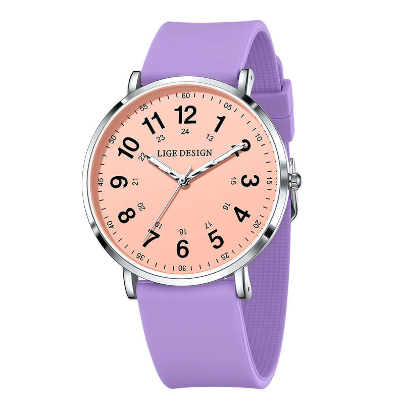 LIGE Luxury Silicone Strap Women's Wristwatch Digital Elegant Ladies Watches Fashion Simple Waterproof Quartz Watches for Woman