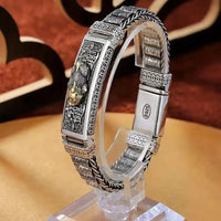 2025 Vintage 100% Real Solid S925 Silver Retro Lucky Pixiu Man Bracelet Thick Style Domineering Trend Personality Jewelry