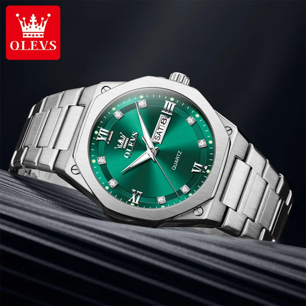 OLEVS 3736 Luxury Original Watches For Man Sports Quartz Watch Waterproof Luminous Week Date Watches Gift Box 2026