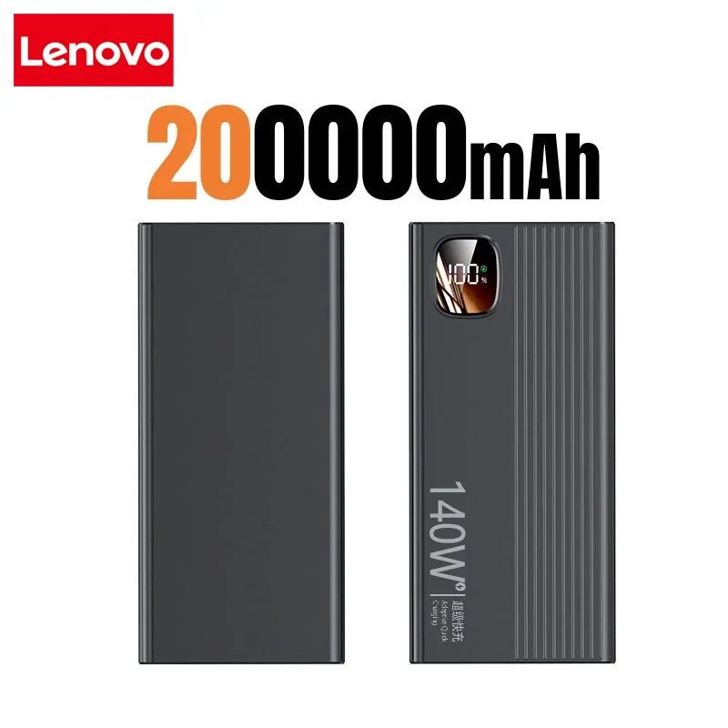 Lenovo 500000mAh 140W PowerBank Super Fast Charge Portable Powerbank External Battery Charger LED Display For iPhone