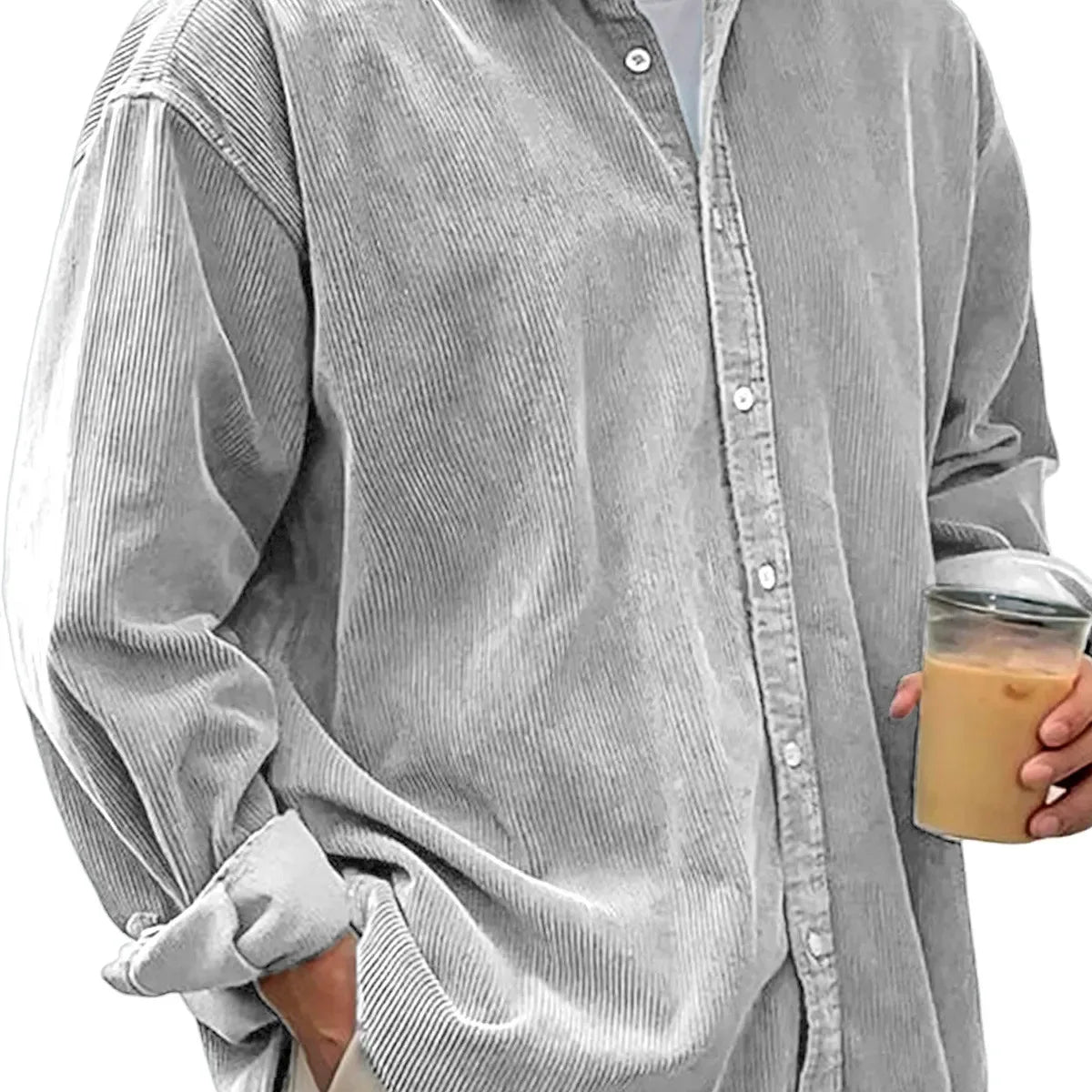 New Corduroy Shirt For Men Long-sleeved Trendy Casual Loose-fitting Thick Shirt/JacketFor Men, Suitable for Autumn and Winter