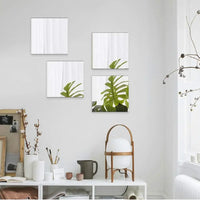 4/8PCs 30x30 Self-adhesive Mirror Stickers Flexible Thicken DIY Art Mirrors Acrylic Wall Decorations for Door Wardrobe Bathroom