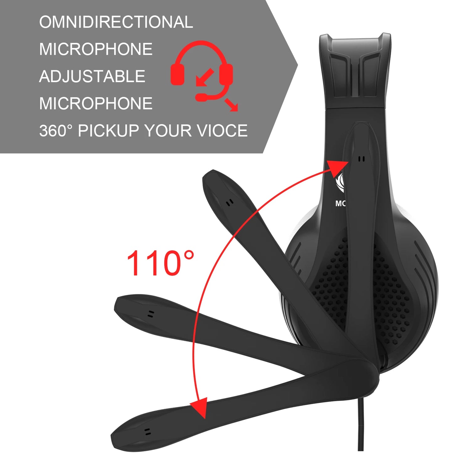 3.5mm Wired Over-Ear Headphones with Mic, Noise Cancelling, Stereo Bass, Soft Earmuffs for Gaming PC/PS4/PS5/XBOX/Laptop/Phone/T