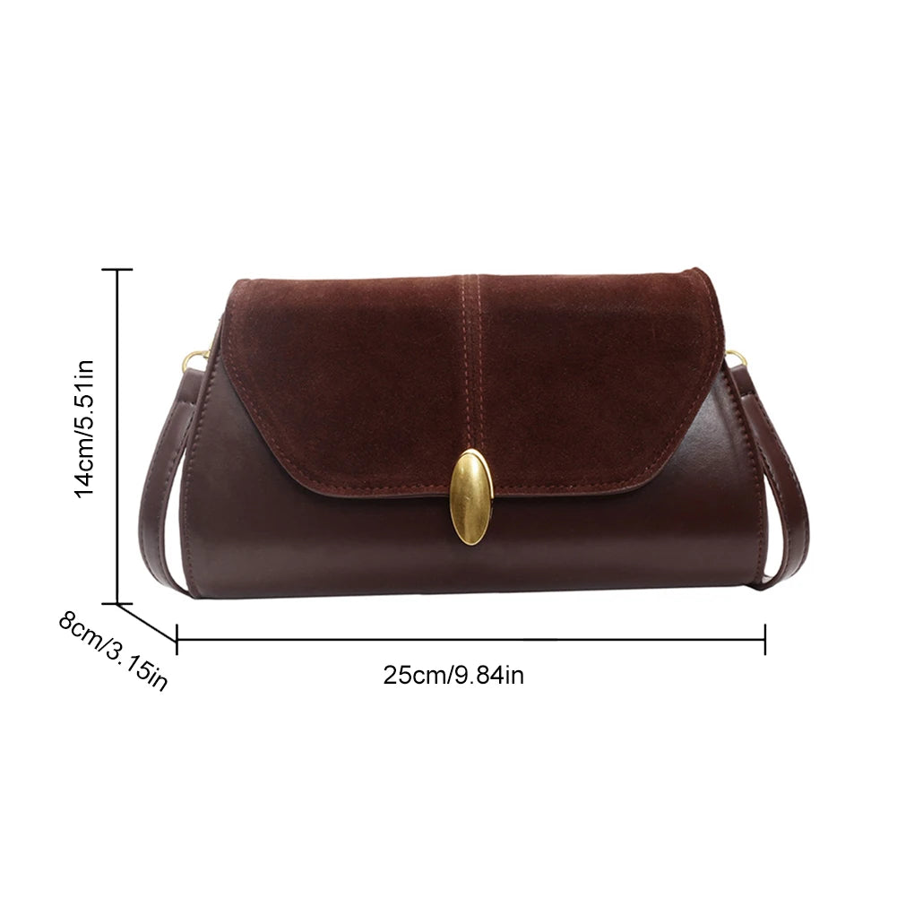 Fashion PU Shoulder Bag Stylish Crossbody Bag Adjustable Strap Vintage Small Tote Bag Trendy Commuting Bag Slouchy Hobo Bag