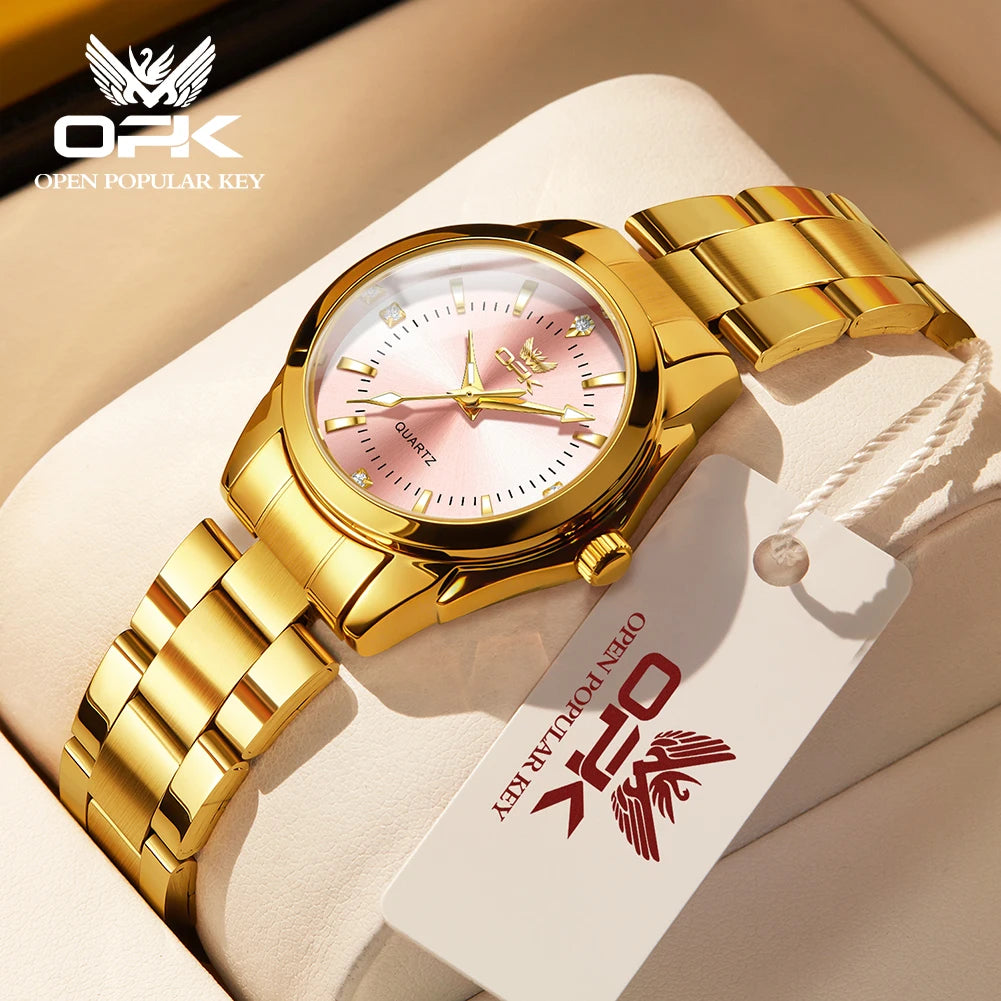 OPK 6002 Ladies Watches Steel Strap Waterproof Luminous Women's Watches Fashion Simple Elegant Quartz Wrist Watches for Woman