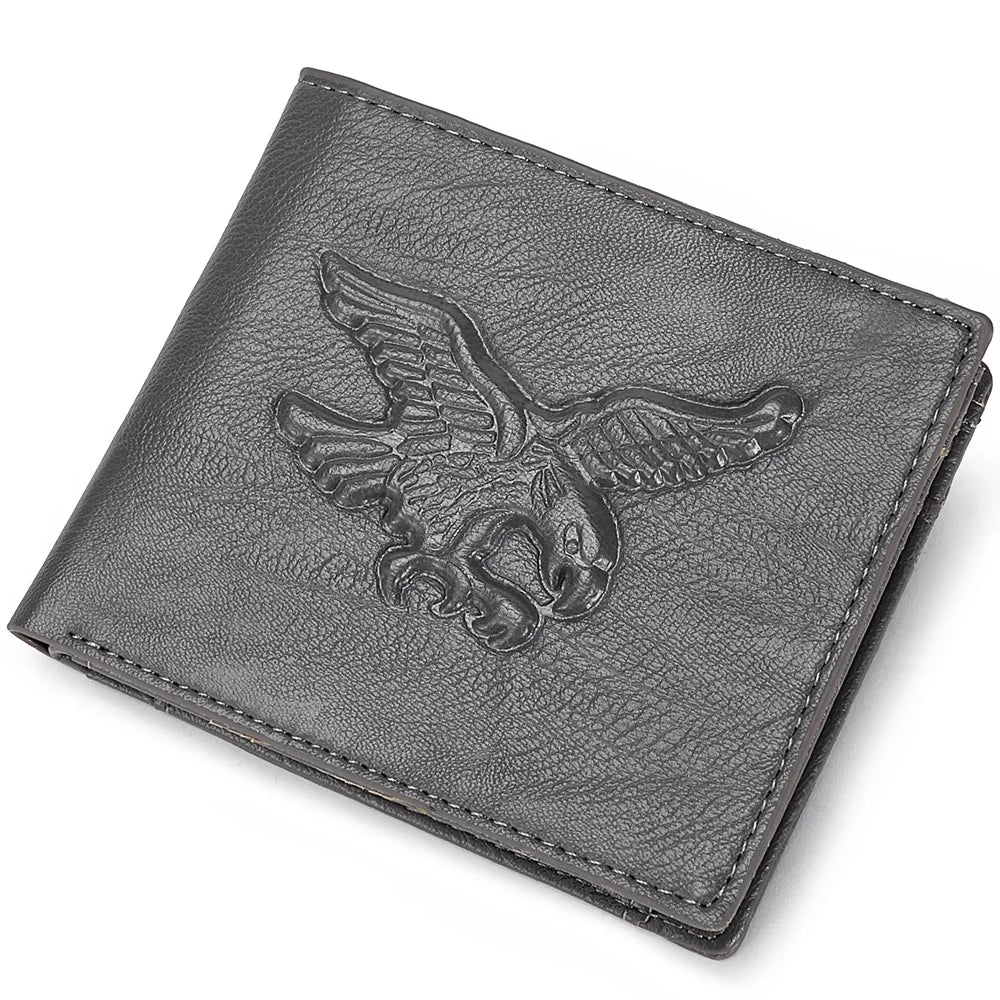 Men's Wallet PU Leather 3D Embossed Eagle Pattern with Multiple Card Slots Credit Card Holder with Coin Pocket