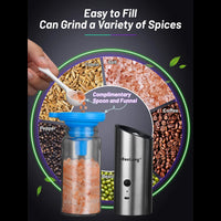 2pcs electric salt and pepper grinder set, USB rechargeable salt and pepper grinder set, electric salt and pepper grinder