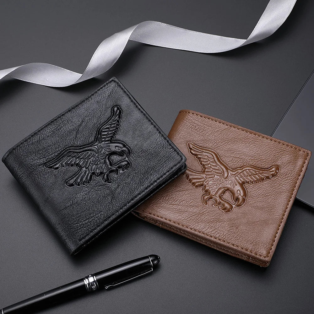 Men's Wallet PU Leather 3D Embossed Eagle Pattern with Multiple Card Slots Credit Card Holder with Coin Pocket