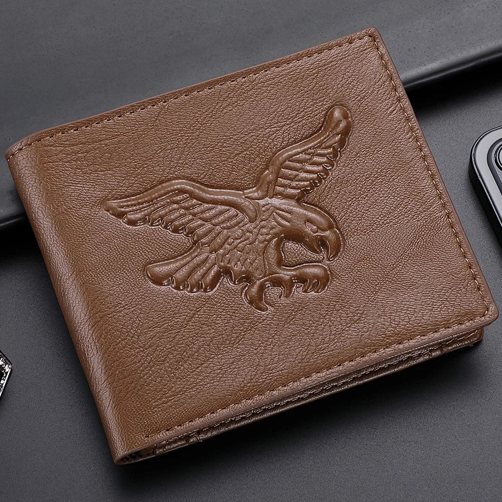Men's Wallet PU Leather 3D Embossed Eagle Pattern with Multiple Card Slots Credit Card Holder with Coin Pocket