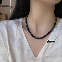 Fashion Punk Smooth Black Round Beads String Necklace for Women Men Unisex Acrylic Beads Choker Jewelry on The Neck Collar Gift