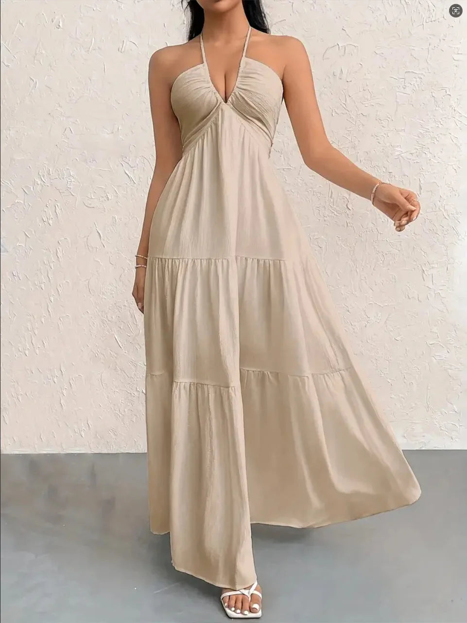 2026 Summer Women’s Trendy Deep V Shoulder Boho-Style Belt Dress for Weddings, Festivals, and Parties.