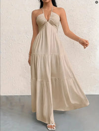 2026 Summer Women’s Trendy Deep V Shoulder Boho-Style Belt Dress for Weddings, Festivals, and Parties.