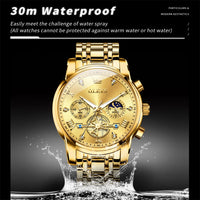 OLEVS 2856 Men's Watches Classic Multifunctional Fltwheel Chronograph Original Quartz Wristwatch Moon Phase 24 Hour Waterproof
