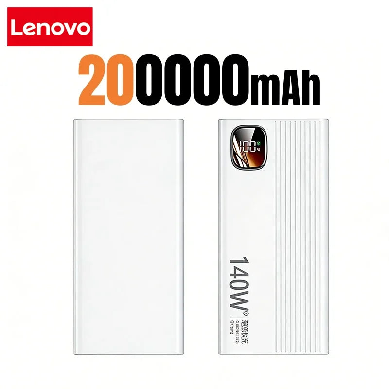 Lenovo 500000mAh 140W PowerBank Super Fast Charge Portable Powerbank External Battery Charger LED Display For iPhone