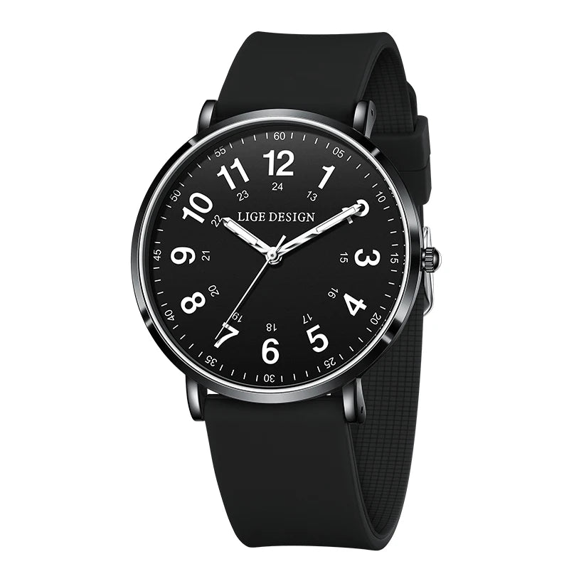LIGE Luxury Silicone Strap Women's Wristwatch Digital Elegant Ladies Watches Fashion Simple Waterproof Quartz Watches for Woman