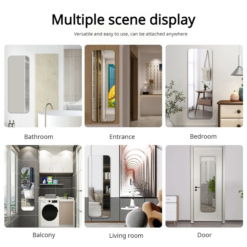 Self Adhesive Full Body Mirror Sticker Acrylic Wall Mounted Dressing Mirror for Bedroom Home Closet Door Easy DIY Installation