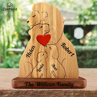 Wooden Lion Family Puzzle Ornament DIY Custom Name Home Decorations Thanksgiving Christmas Gifts Gifts for Mom Art Crafts
