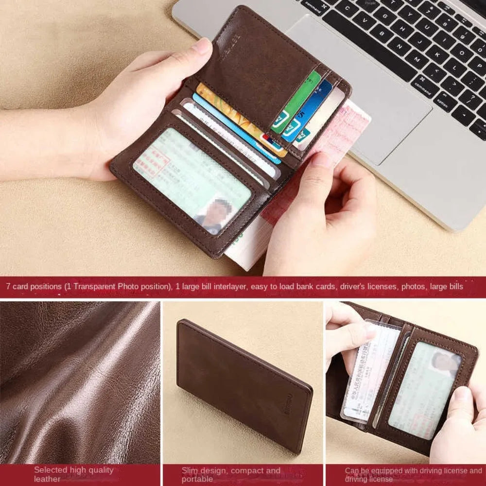Vintage Leather Mini Wallets for Men RFID Card Holder Money Clip Slim Male  Purse Men's Wallet Bag 2026