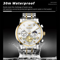 OLEVS 2856 Men's Watches Classic Multifunctional Fltwheel Chronograph Original Quartz Wristwatch Moon Phase 24 Hour Waterproof