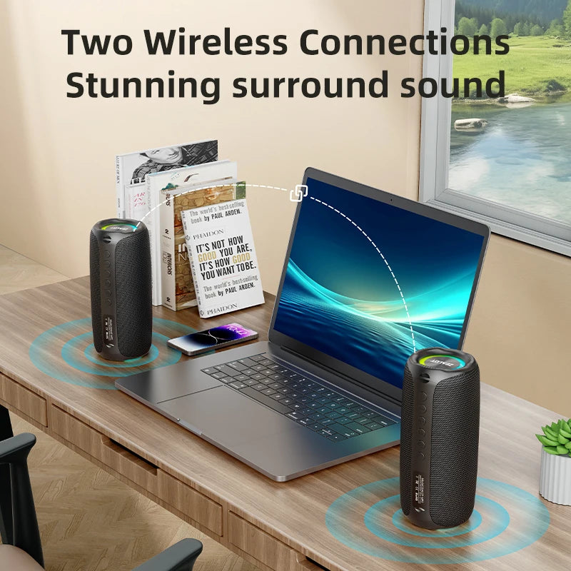 Zealot-MP2 Portable Bluetooth Speaker,IPX5 Waterproof 360° Wireless Speaker TWS Stereo Pairing 15hrs Playtime For Camping Hiking