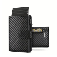 Pop Up Wallet with Coin Compartment RFID Protection Credit Card Holder Wallet for men