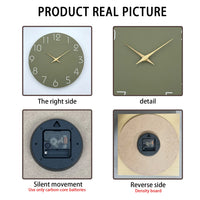 Modern Minimalist White Numbers Green Background Pattern Wooden Wall Clock Living Room Bedroom Kitchen Home Decoration Wall Clock Silent Quartz Clock Holiday Gift 10 Inches 12 Inches 14inch 16inch (No Battery)