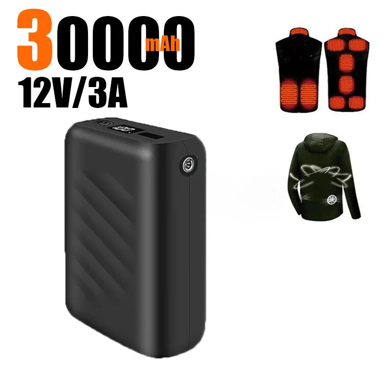 30000mAh Rechargeable 12V 3A Power Pack Suitable For Heating Vests Power Banks Backup Batteries And Air Conditioning Workwear