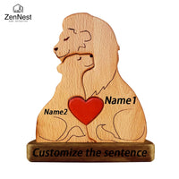 Wooden Lion Family Puzzle Ornament DIY Custom Name Home Decorations Thanksgiving Christmas Gifts Gifts for Mom Art Crafts