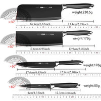 6pcs Kitchen Knife Set with Knife Holder High-grade Black Steel Knife Set Gift Knife Stainless Steel Kitchen Utensils Household