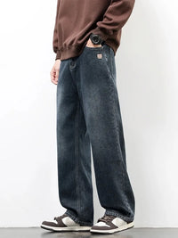 Spring Autumn American Retro Straight Jeans Men Streetwear Korean Fashion Loose Baggy Wide Leg Denim Pants Male Casual Trousers