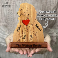 Wooden Lion Family Puzzle Ornament DIY Custom Name Home Decorations Thanksgiving Christmas Gifts Gifts for Mom Art Crafts