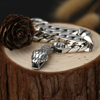 Factory Price S925 Sterling Silver Snake-Head Trendy and Fashionable Retro Punk Python Bracelet Jewelry Couples Gift