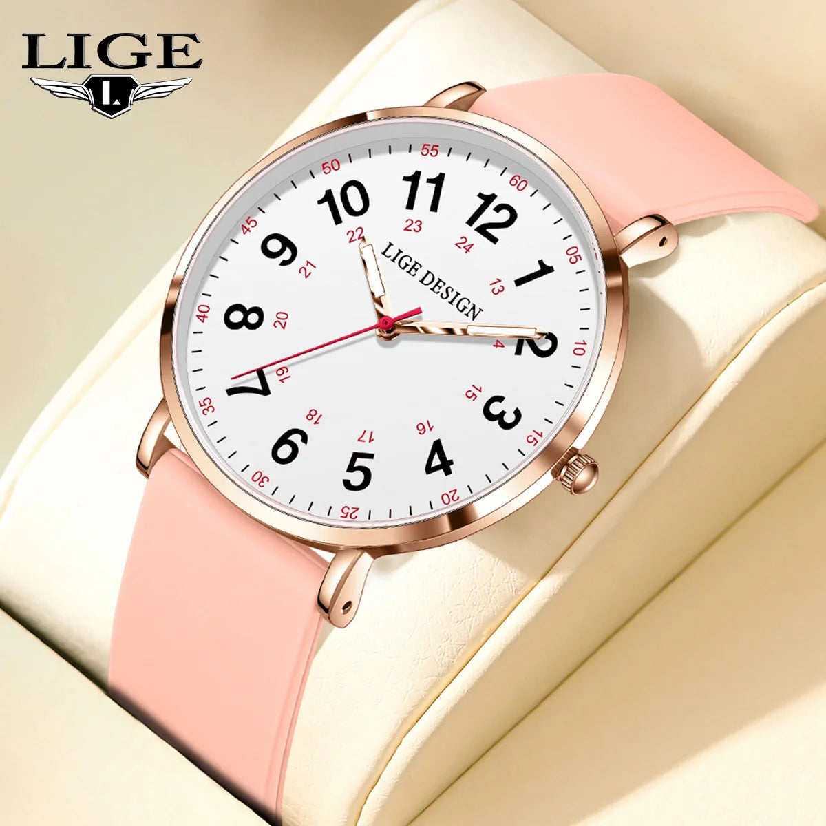 LIGE Luxury Silicone Strap Women's Wristwatch Digital Elegant Ladies Watches Fashion Simple Waterproof Quartz Watches for Woman