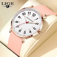 LIGE Luxury Silicone Strap Women's Wristwatch Digital Elegant Ladies Watches Fashion Simple Waterproof Quartz Watches for Woman