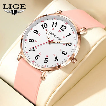 LIGE Luxury Silicone Strap Women's Wristwatch Digital Elegant Ladies Watches Fashion Simple Waterproof Quartz Watches for Woman