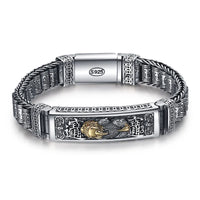 2025 Vintage 100% Real Solid S925 Silver Retro Lucky Pixiu Man Bracelet Thick Style Domineering Trend Personality Jewelry