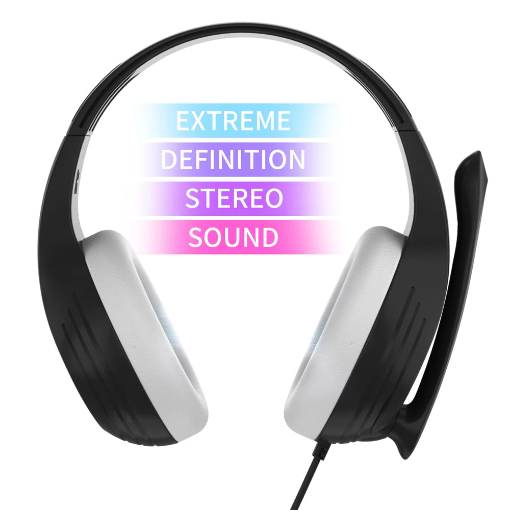 3.5mm Wired Over-Ear Headphones with Mic, Noise Cancelling, Stereo Bass, Soft Earmuffs for Gaming PC/PS4/PS5/XBOX/Laptop/Phone/T