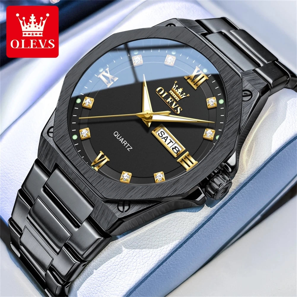 OLEVS 3736 Luxury Original Watches For Man Sports Quartz Watch Waterproof Luminous Week Date Watches Gift Box 2026