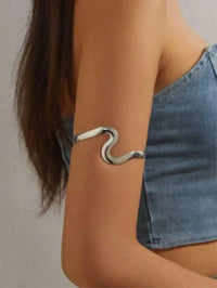 Gold Tone Fluid Curve Cuff Bracelet For Women Minimalist Summer Party Jewelry Gift